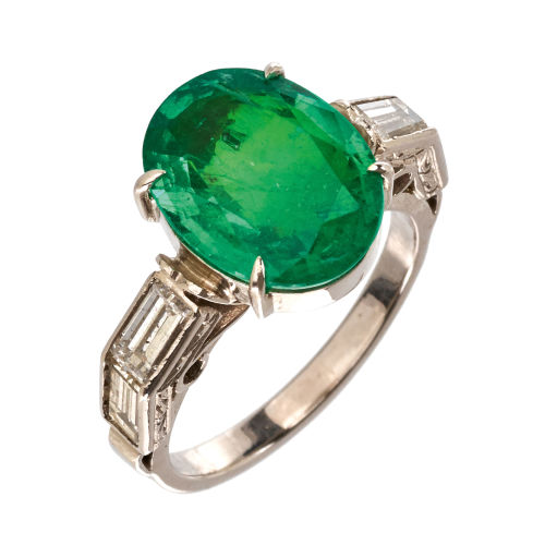 SMARAGD-DIAMANT-RING : (DOBIASCHOFSKY AUKTIONEN AG)