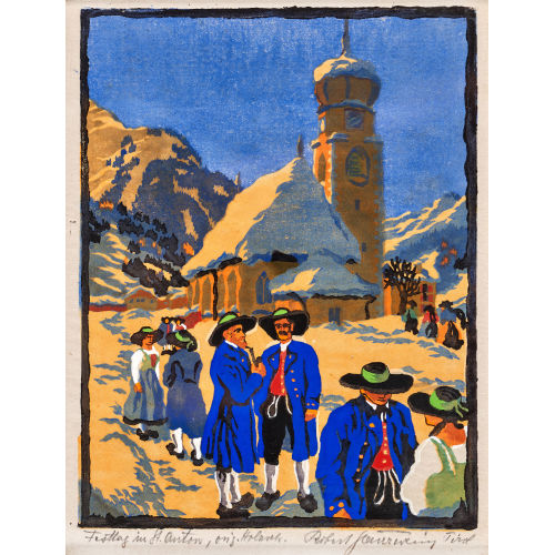 ROBERT SAURWEIN : 'Festtag in St. Anton' (DOBIASCHOFSKY AUKTIONEN AG)