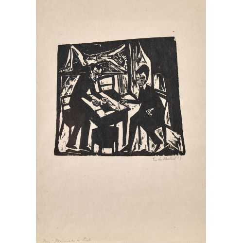 ERICH HECKEL : 'Zwei M�nner am Tisch' (DOBIASCHOFSKY AUKTIONEN AG)