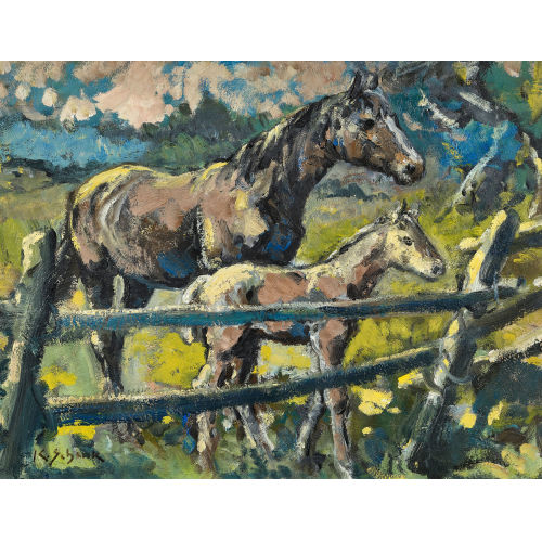 KARL SCHENK : Pferd mit Fohlen (DOBIASCHOFSKY AUKTIONEN AG)