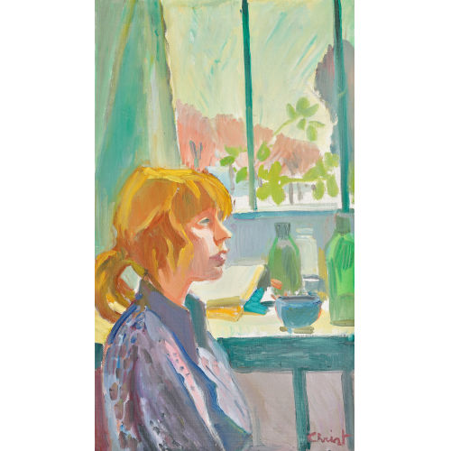 MARTIN ALFRED CHRIST : Frauenbildnis vor Fenster (DOBIASCHOFSKY AUKTIONEN AG)