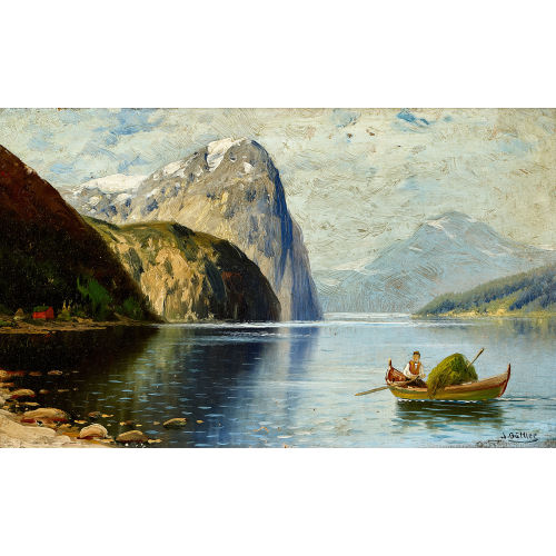 JOSEPH NIKOLAUS B�TLER : Ruderer auf einem Bergsee (DOBIASCHOFSKY AUKTIONEN AG)