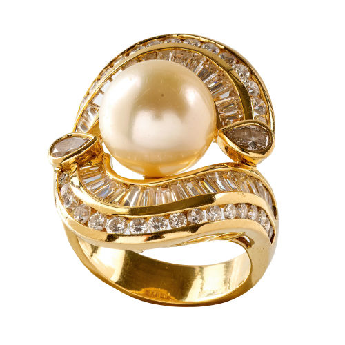 PERLEN-DIAMANT-RING : (DOBIASCHOFSKY AUKTIONEN AG)