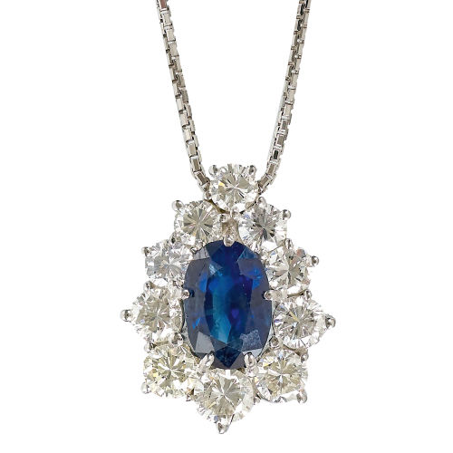 SAPHIR-BRILLANT-ANH�NGER MIT KETTE : (DOBIASCHOFSKY AUKTIONEN AG)