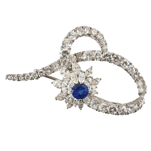 SAPHIR-DIAMANT-BROSCHE : (DOBIASCHOFSKY AUKTIONEN AG)