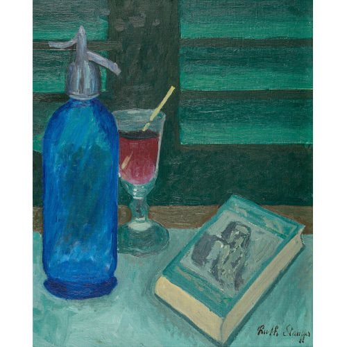 RUTH STAUFFER-CLAASEN : Stillleben mit Soda-Siphon, Buch und Glas (DOBIASCHOFSKY AUKTIONEN AG)