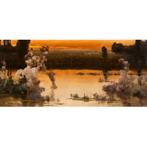 ENRIQUE SERRA Y AUQUE : Abendrot in der Pontinischen Ebene (DOBIASCHOFSKY AUKTIONEN AG)