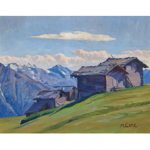 MARTHA CUNZ : Gebirgslandschaft mit Alphtten (DOBIASCHOFSKY AUKTIONEN AG)