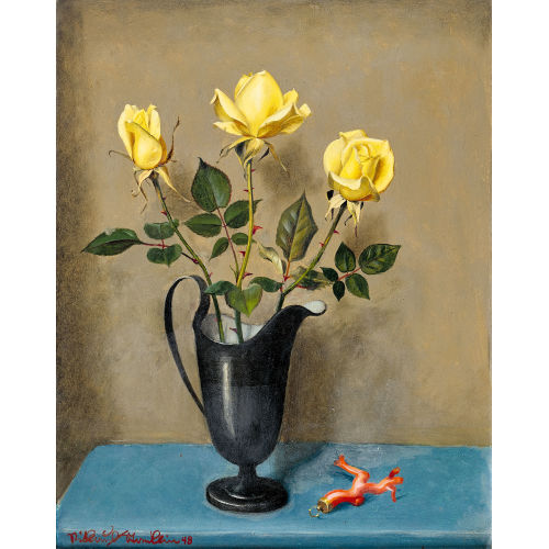 NIKLAUS STOECKLIN : Drei gelbe Rosen und Korallenanh�nger (DOBIASCHOFSKY AUKTIONEN AG)