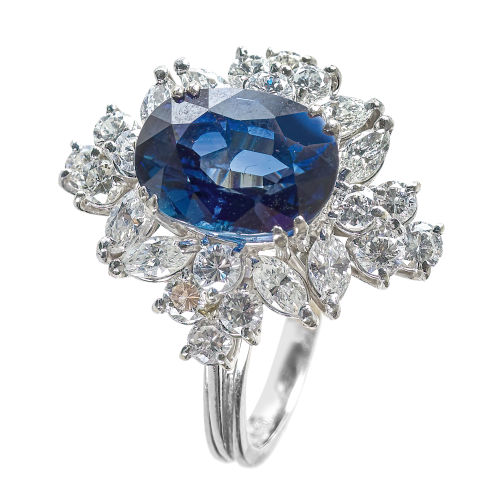 SAPHIR-DIAMANT-RING : (DOBIASCHOFSKY AUKTIONEN AG)