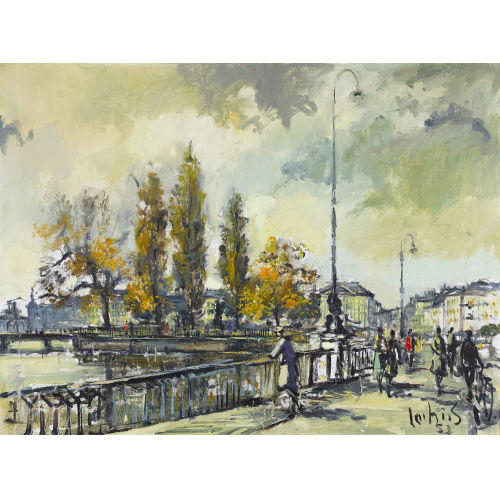 SERGIO CECCHI : Pont du Mont-Blanc avec l'�le Rousseau (DOBIASCHOFSKY AUKTIONEN AG)