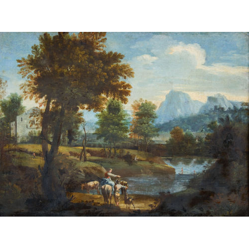 18. JH. ITALIEN : Landschaft mit Fluss und Staffage (DOBIASCHOFSKY AUKTIONEN AG)