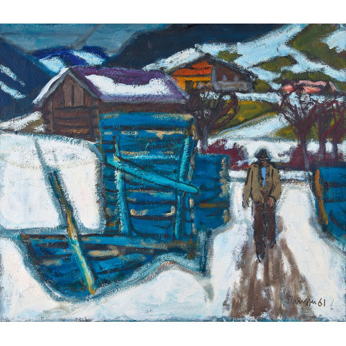 FRED STAUFFER : Voralpenlandschaft im Schnee (DOBIASCHOFSKY AUKTIONEN AG)