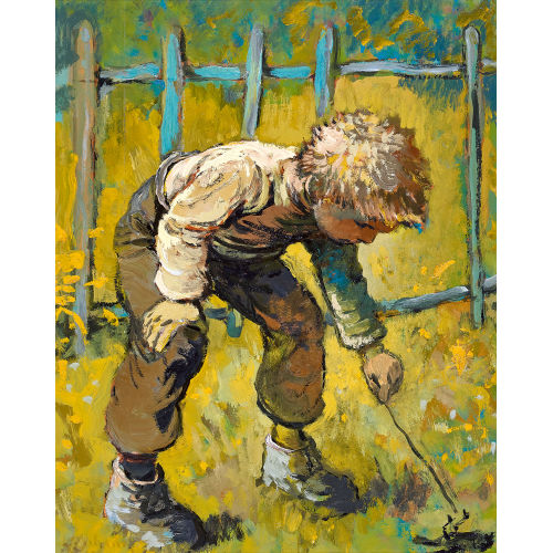 KARL SCHENK : Neugieriger Knabe mit leblosem Vogel (DOBIASCHOFSKY AUKTIONEN AG)
