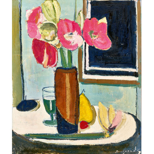 GEORGES BORGEAUD : Nature morte aux fleurs et fruits (DOBIASCHOFSKY AUKTIONEN AG)