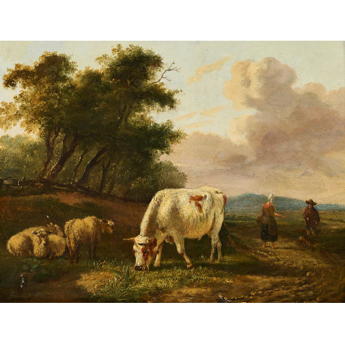 PIETER GERARDUS VAN OS : Bauern mit Schafen und Kuh (DOBIASCHOFSKY AUKTIONEN AG)