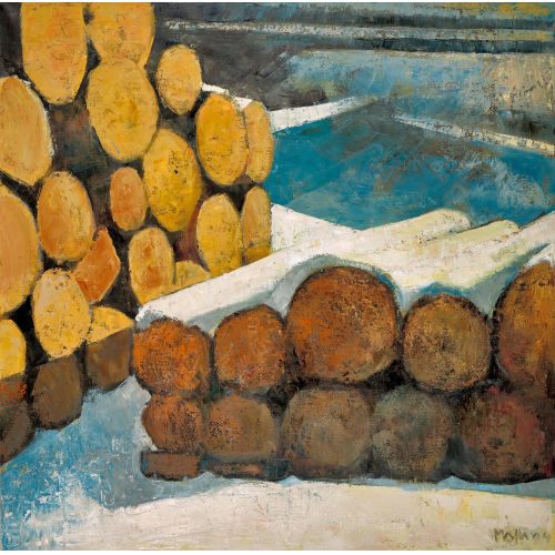 WALTER MAFLI : Rondins de bois sous la neige (DOBIASCHOFSKY AUKTIONEN AG)