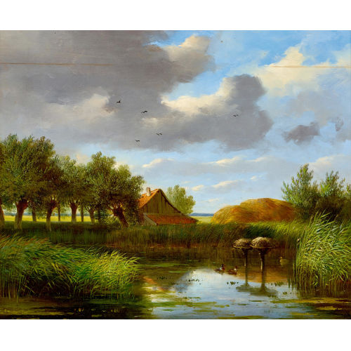 BAREND CORNELIS KOEKKOEK : Sommerlicher Teich mit Enten (DOBIASCHOFSKY AUKTIONEN AG)