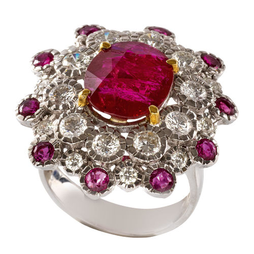 RUBIN-DIAMANT-RING : (DOBIASCHOFSKY AUKTIONEN AG)
