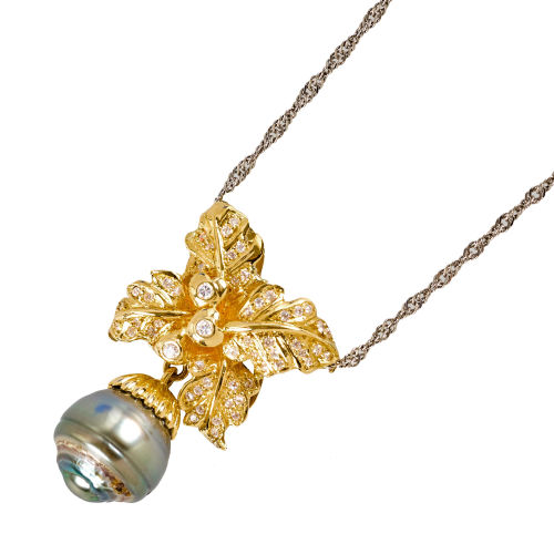 PERLEN-BRILLANT-ANH�NGER MIT KETTE : (DOBIASCHOFSKY AUKTIONEN AG)