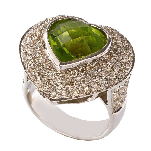 PERIDOT-BRILLANT-RING : (DOBIASCHOFSKY AUKTIONEN AG)