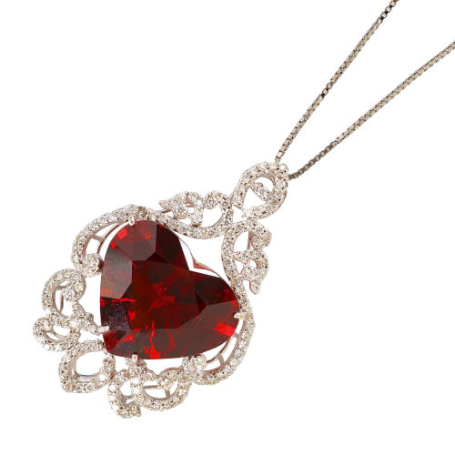 GRANAT-BRILLANT-ANH�NGER MIT KETTE : (DOBIASCHOFSKY AUKTIONEN AG)