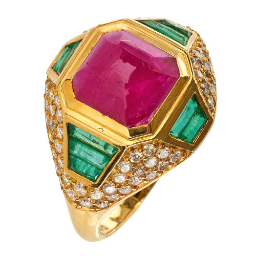 RUBIN-SMARAGD-BRILLANT-RING : (DOBIASCHOFSKY AUKTIONEN AG)
