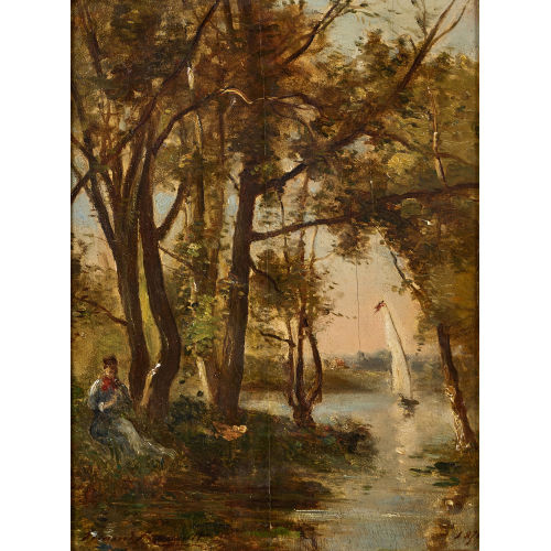 EDMOND CHARLES RENAULT : Sitzende Dame am Ufer (DOBIASCHOFSKY AUKTIONEN AG)