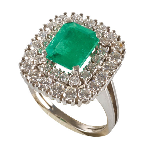 SMARAGD-BRILLANT-RING : (DOBIASCHOFSKY AUKTIONEN AG)