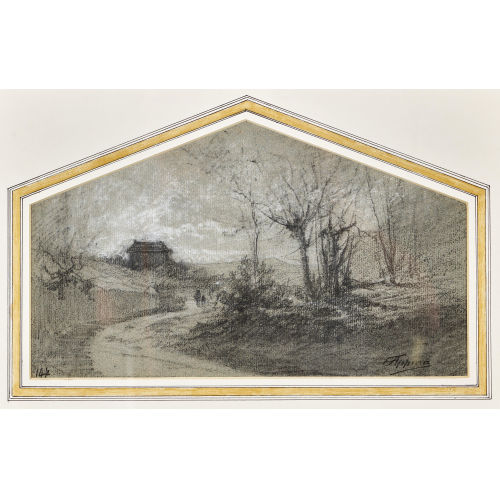 ADOLPHE (EIGTL. APPIAN APPIAN : Landschaft mit entlaubten B�umen und Geb�ude (DOBIASCHOFSKY AUKTIONEN AG)