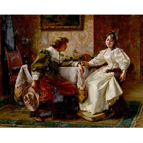 ALBERT SCHR�DER : Historisierendes Interieur mit Edelmann und Dame (DOBIASCHOFSKY AUKTIONEN AG)