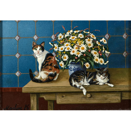 MARLYSE HUBER-BREUNINGER : 'Katzen und Margueritten' (DOBIASCHOFSKY AUKTIONEN AG)