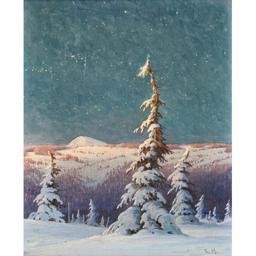 KARL HAUPTMANN : Winternacht im Schwarzwald (DOBIASCHOFSKY AUKTIONEN AG)