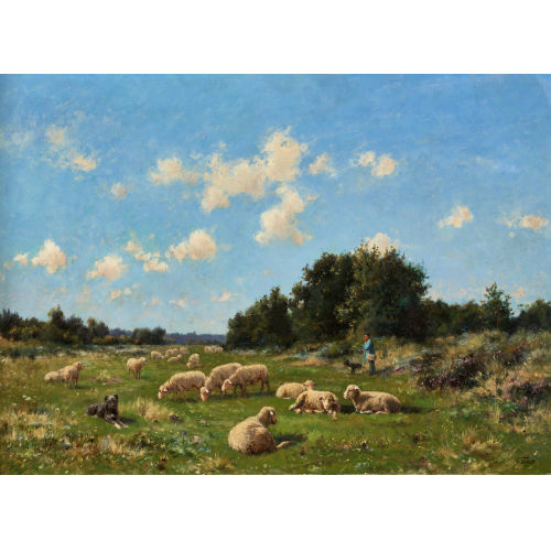 VICTOR-JEAN-BAPTISTE-BARTH�L�MY BINET : Hirte mit Schafherde (DOBIASCHOFSKY AUKTIONEN AG)
