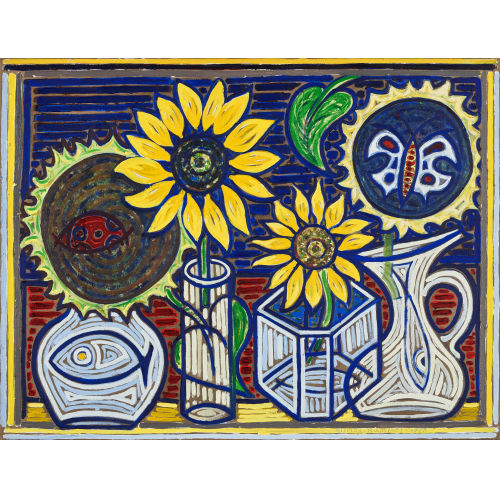 NICOLAS HAMMEL : Stillleben mit Sonnenblumen in Gef�ssen (DOBIASCHOFSKY AUKTIONEN AG)
