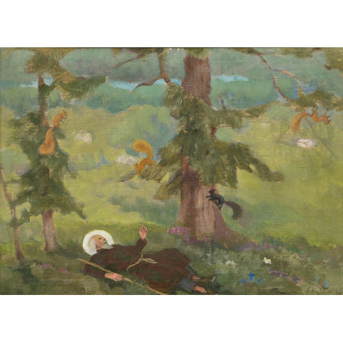 ERNST KREIDOLF : 'St. Franziskus den Eichh�rnchen predigend' (DOBIASCHOFSKY AUKTIONEN AG)