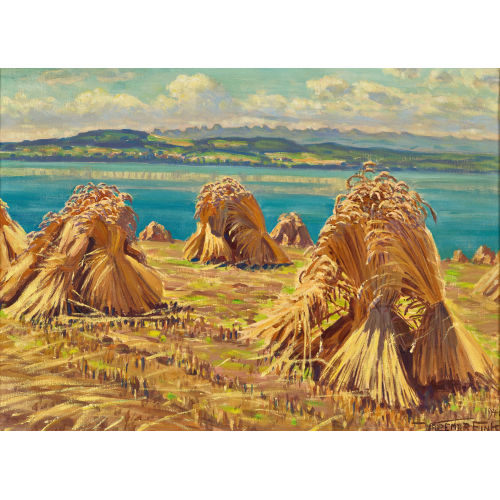 WALDEMAR THEOPHIL FINK : 'Garben am Murtensee' (DOBIASCHOFSKY AUKTIONEN AG)