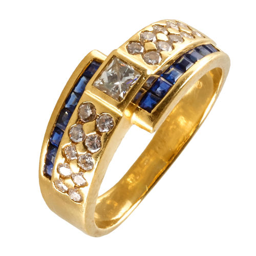 SAPHIR-DIAMANT-RING : (DOBIASCHOFSKY AUKTIONEN AG)