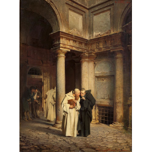 GUSTAV ADOLF KUNTZ : M�nche im Innenhof des Palazzo Farnese (DOBIASCHOFSKY AUKTIONEN AG)