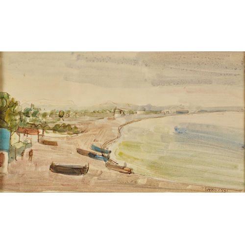 IGNAZ EPPER : Weiter Strand mit Booten (DOBIASCHOFSKY AUKTIONEN AG)