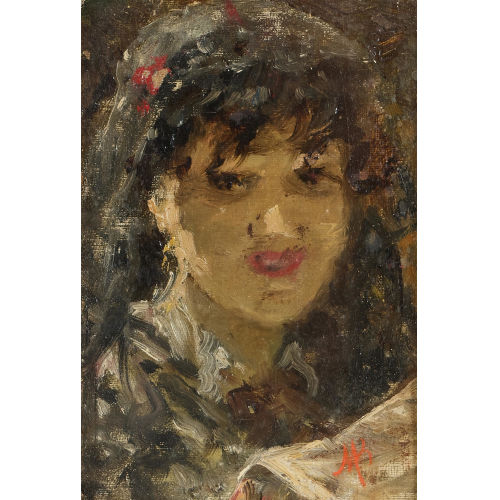 MOS� DI GIOSU� BIANCHI : Portr�t einer jungen Frau mit Schleier (DOBIASCHOFSKY AUKTIONEN AG)