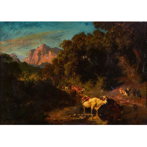RUDOLF KOLLER : Berglandschaft mit K�hen am Wasser (DOBIASCHOFSKY AUKTIONEN AG)