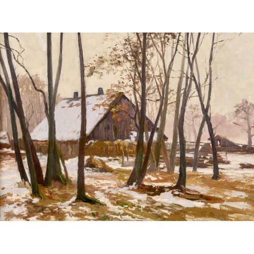 MICHAL GORSTKIN WYWIORSKI : Sp�therbstliche Landschaft mit Bauernhaus (DOBIASCHOFSKY AUKTIONEN AG)