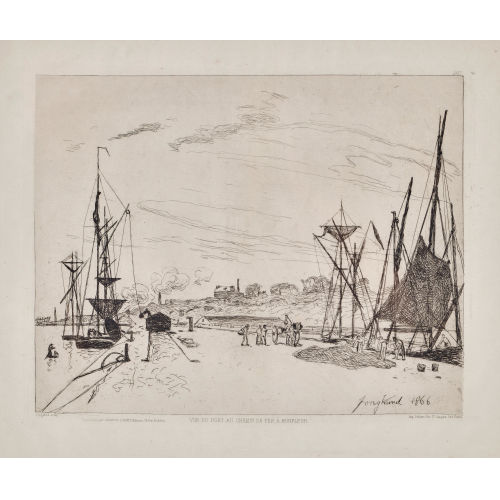 JOHAN BARTHOLD JONGKIND : 'Vue du port au chemin de fer � Honfleur' (DOBIASCHOFSKY AUKTIONEN AG)