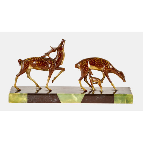 MICHEL DECOUX : Couple de cerf et leur petit (DOBIASCHOFSKY AUKTIONEN AG)