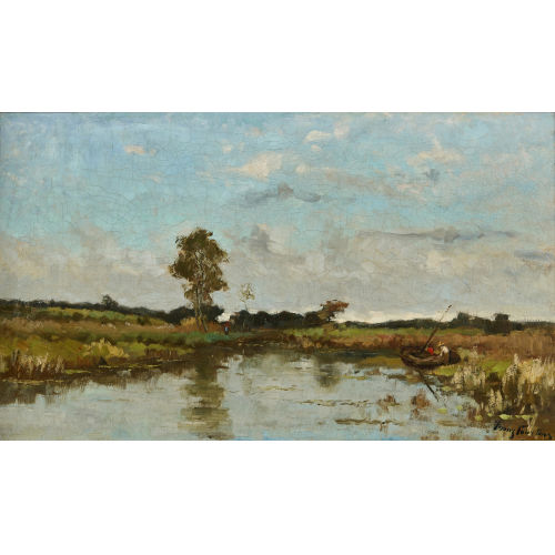 FRANS COURTENS : Bord de rivi�re avec un bateau (DOBIASCHOFSKY AUKTIONEN AG)