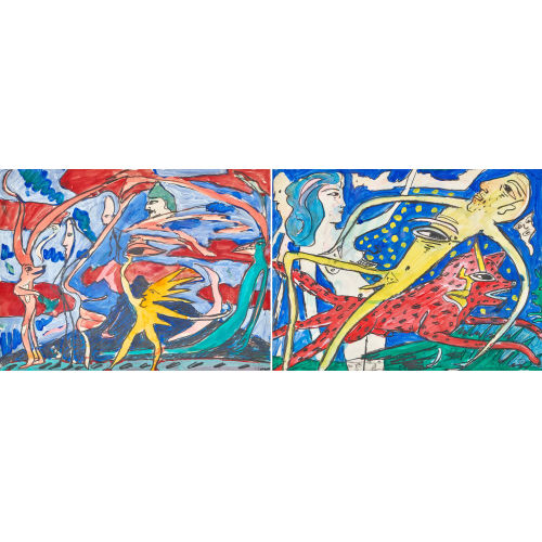 CLAUDE SANDOZ : Zwei figurative Szenen (DOBIASCHOFSKY AUKTIONEN AG)