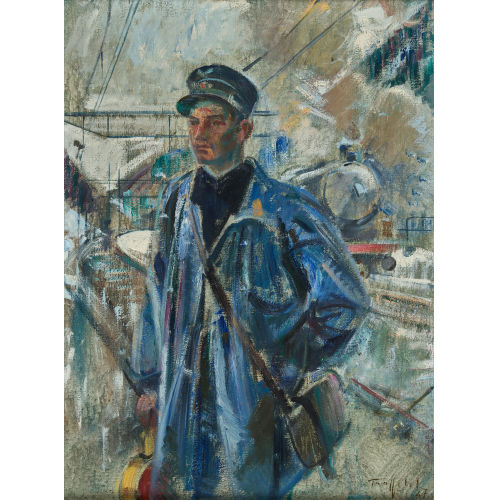 FRIEDRICH TRAFFELET : Bildnis eines Bahnangestellten (DOBIASCHOFSKY AUKTIONEN AG)