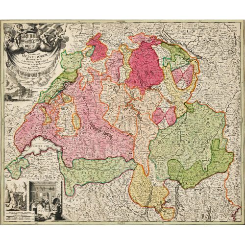 JOHANN BAPTIST HOMANN : 'Potentissimae Helvetiorum Reipublicae Cantones Tredecim Cum Foederatis et Subjectis Provincus' (DOBIASCHOFSKY AUKTIONEN AG)