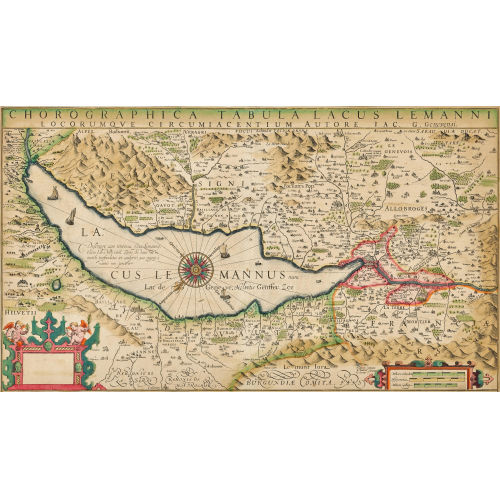 JACQUES GOULART : 'Chorographica tabula lacus Lemanni/locorumque circumiacentium auctore Iac. G. Genevensi' (DOBIASCHOFSKY AUKTIONEN AG)